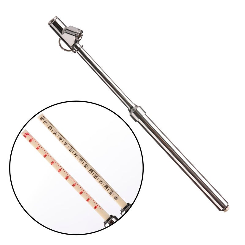 CZC AUTO Tire Pressure Gauge, Straight-on Foot Dual Head Chucks Auto Service Gage, Heavy Duty Air Gauge 10-150PSI 100-1000KPa for Car Truck RV Van (5 Packs, Silver) - Image 3